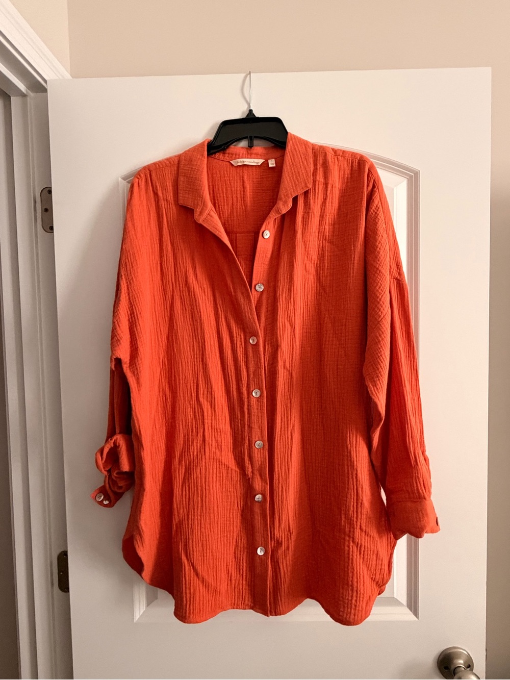 Lightweight Button-Down Shirt in Burnt Orange